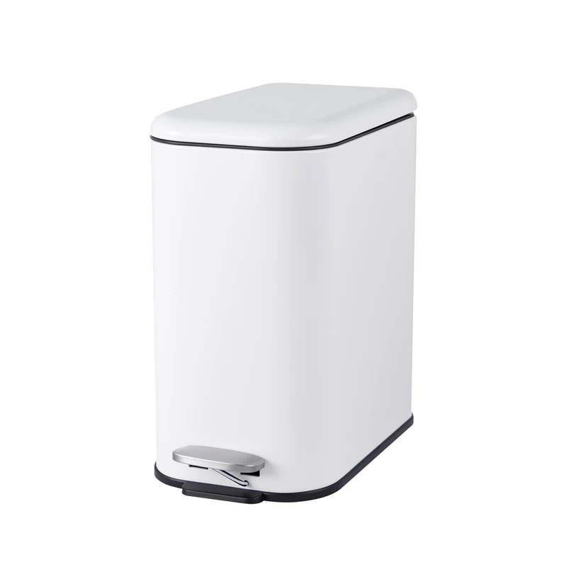 Garvee Poubelle de Salle de Bain 12L Acier Inoxydable avec Couvercle à Fermeture Douce, Design Compact Blanc pour Toilette et Bureau