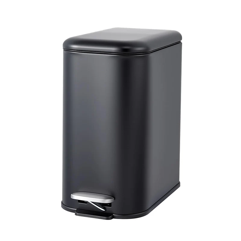 Garvee Poubelle de Salle de Bain 12L Acier Inoxydable avec Couvercle à Fermeture Douce, Design Slim Noir, Anti-Odeur, Résistante à la Rouille pour Toilette Bureau Chambre