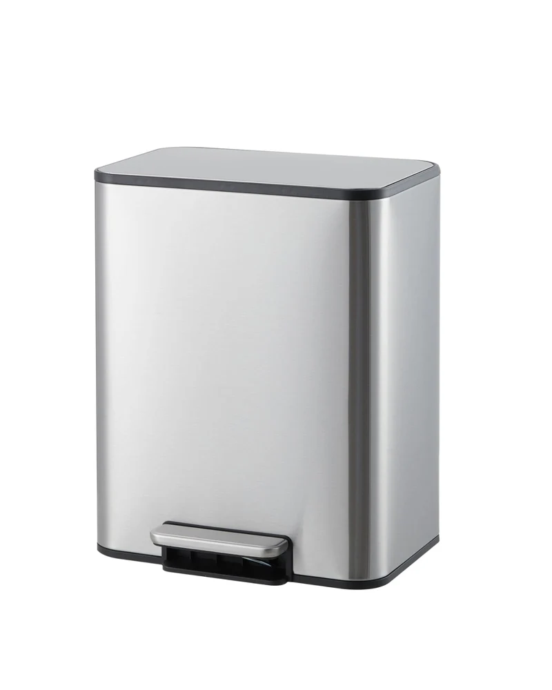 Garvee Poubelle Rectangulaire Salle de Bain 3.4 Gallons Acier Inoxydable Argent Compact Maison Bureau