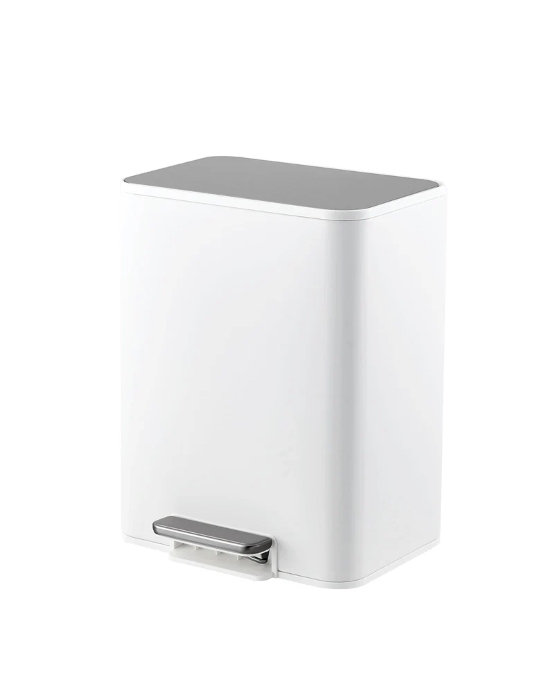 Garvee Poubelle Salle de Bain 3.4 Gallons Rectangulaire Acier Inoxydable, Couvercle Silencieux, Pédale Sans Contact, Compacte pour Maison et Bureau, Argenté