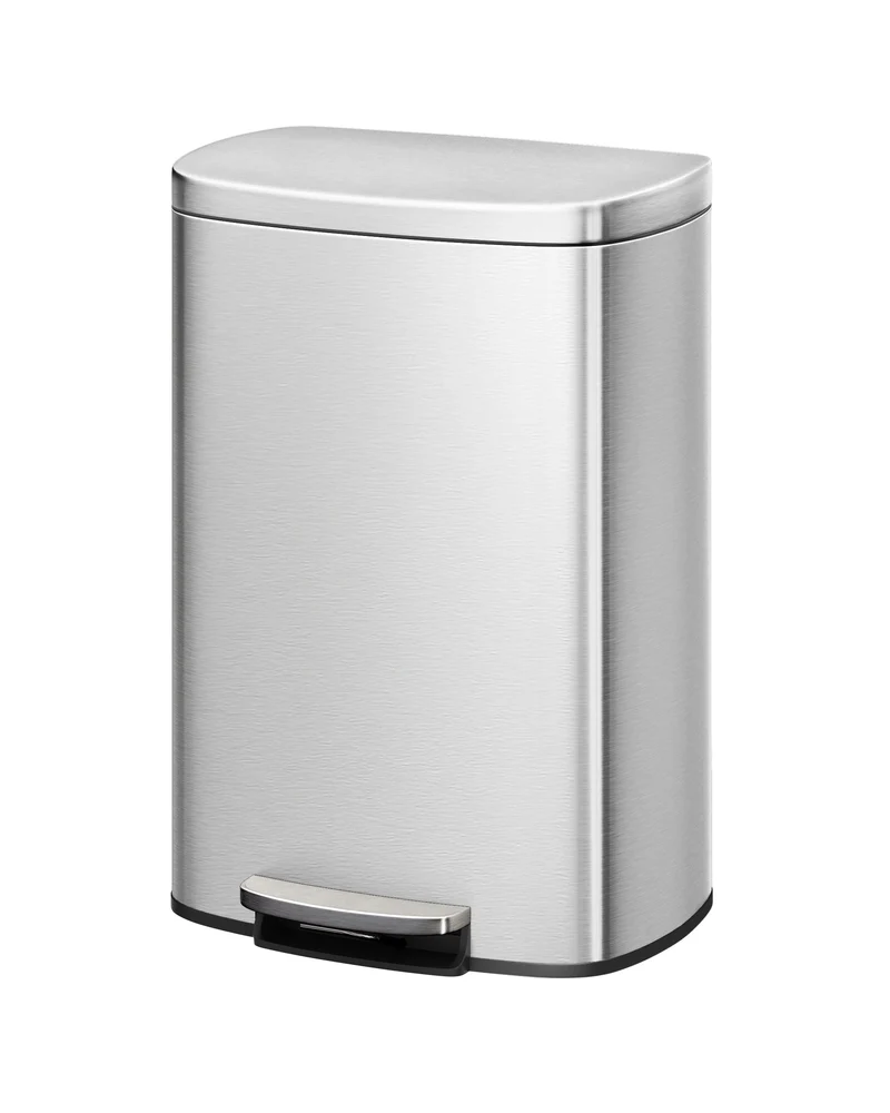 Poubelle de cuisine Garvee 13 gallons en acier inoxydable avec couvercle, fermeture douce, poignée ergonomique, argentée, pour la cuisine et le bureau, 50 L