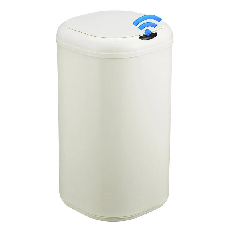 Poubelle automatique Garvee de 30 litres avec capteur sans contact, en acier inoxydable, pour la cuisine et le bureau, ronde et silencieuse.