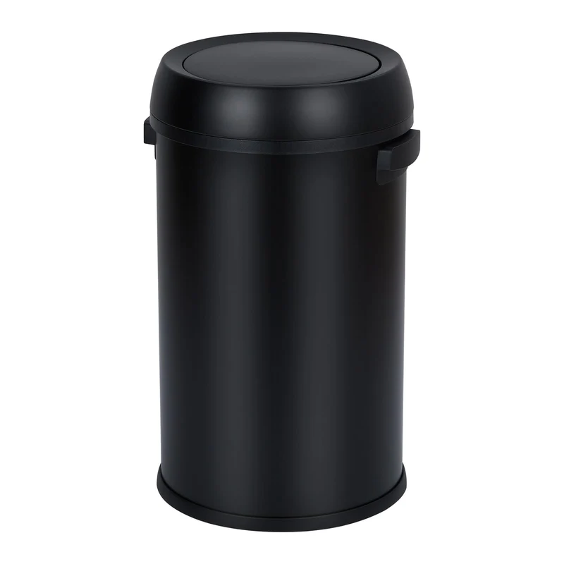 Poubelle Garvee 65 L (17 gal) en acier inoxydable noir avec couvercle basculant pour restaurants et bureaux
