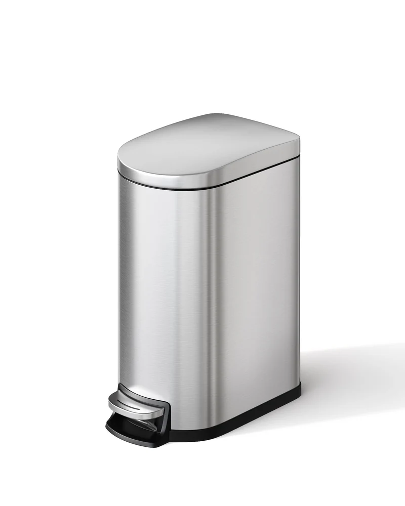 Poubelle Garvee 10 L en acier inoxydable avec couvercle à fermeture douce et bac intérieur pour salle de bain et chambre, compacte, étanche, avec poignée, argentée
