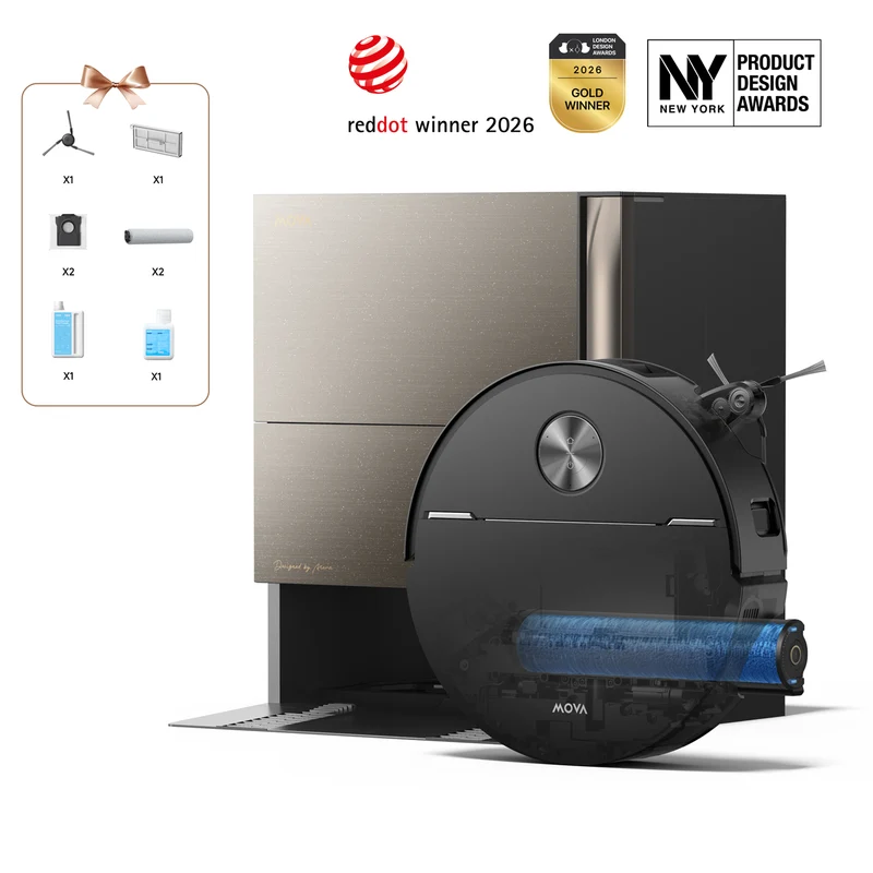 Dreame MOVA Z70 Ultra Roller Complete Robot Aspirateur Métal brossé