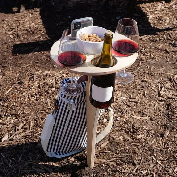 Table Pique-nique Pliable Stable pour Verres à Vin Extérieur