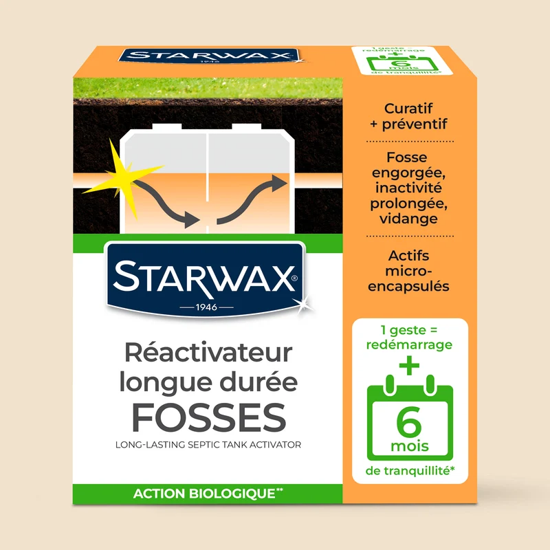 Ré-activateur longue durée pour fosses septiques