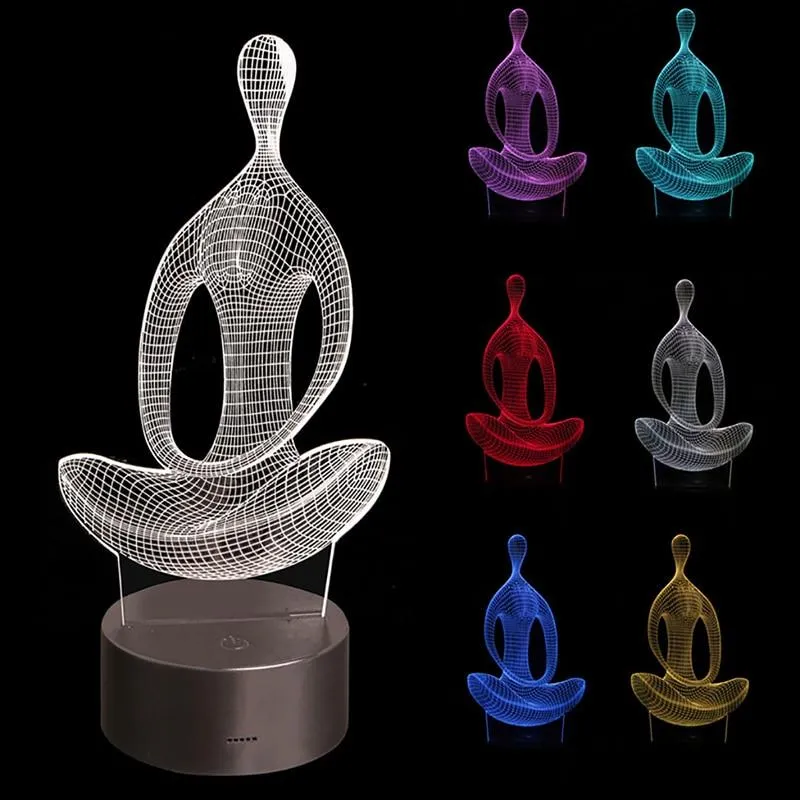 Lampe 3D Illusion Unisexe pour Yoga Design Moderne