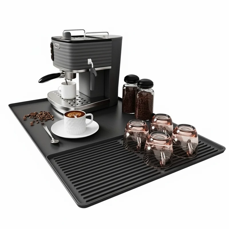 Tapis de Cuisine Silicone Antidérapant Bords Surélevés