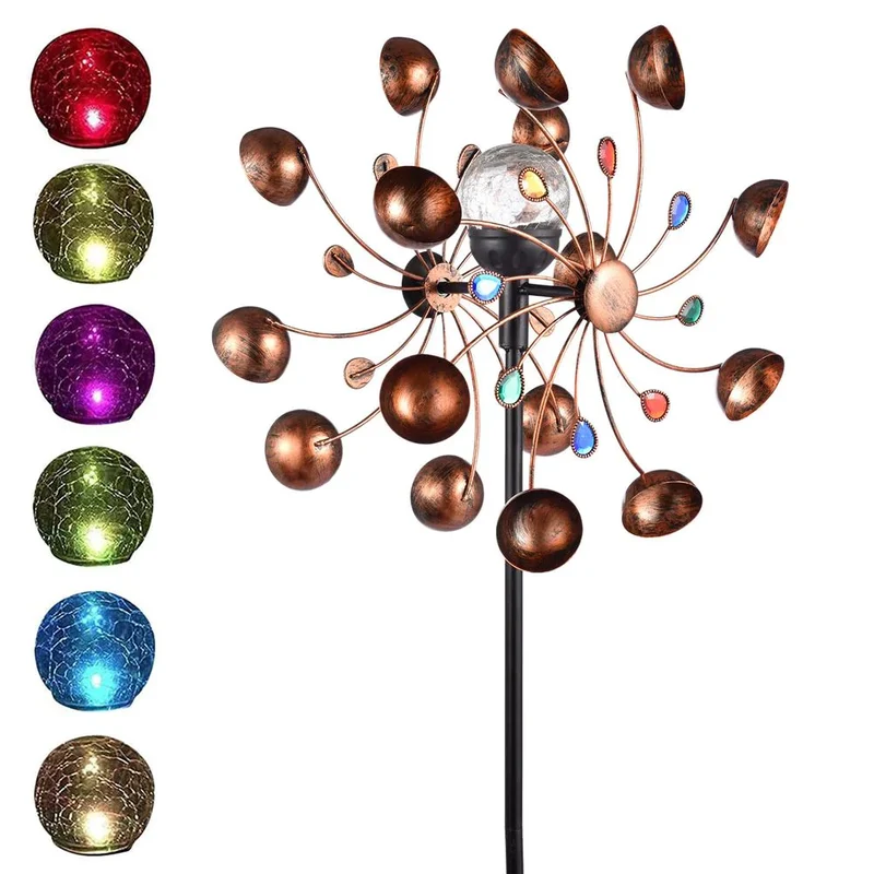 Moulin à vent Jardin Energie Solaire Boule Verre