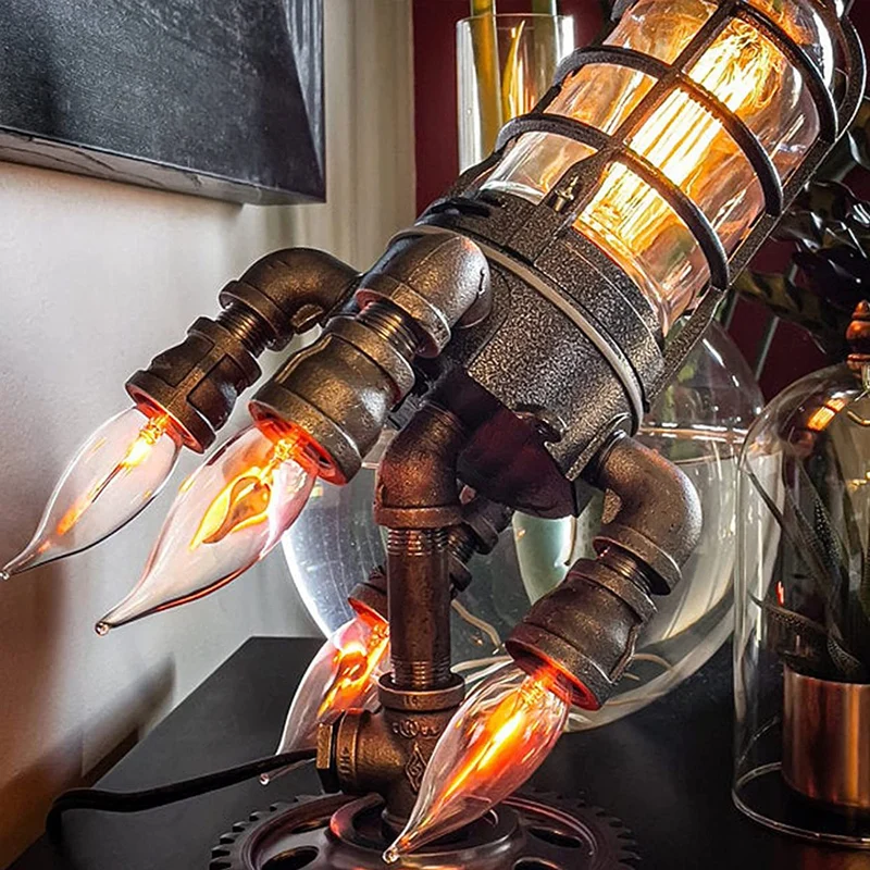 Lampe Bureau Steampunk Métal Style Fusée