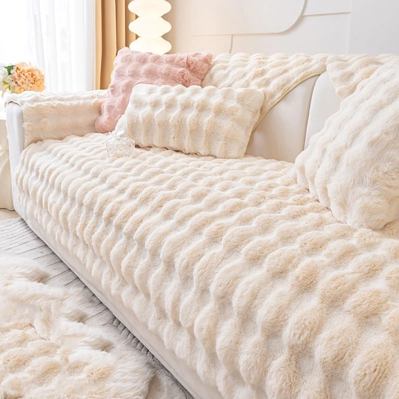 Housse de canapé Peluche Antidérapante Ajustable