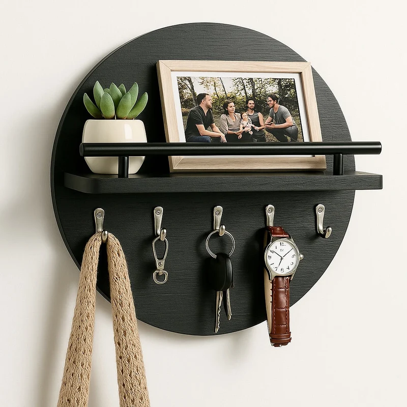 Porte-clés Rond Écologique Bois Mur