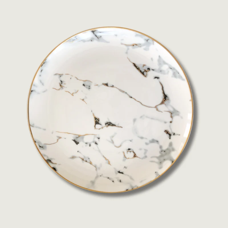 Assiettes Marbre Design Élégant pour Table Chic