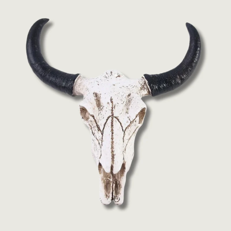 Tête de Bœuf Rustique Décorative | Cornes Authentiques et Chic Rural