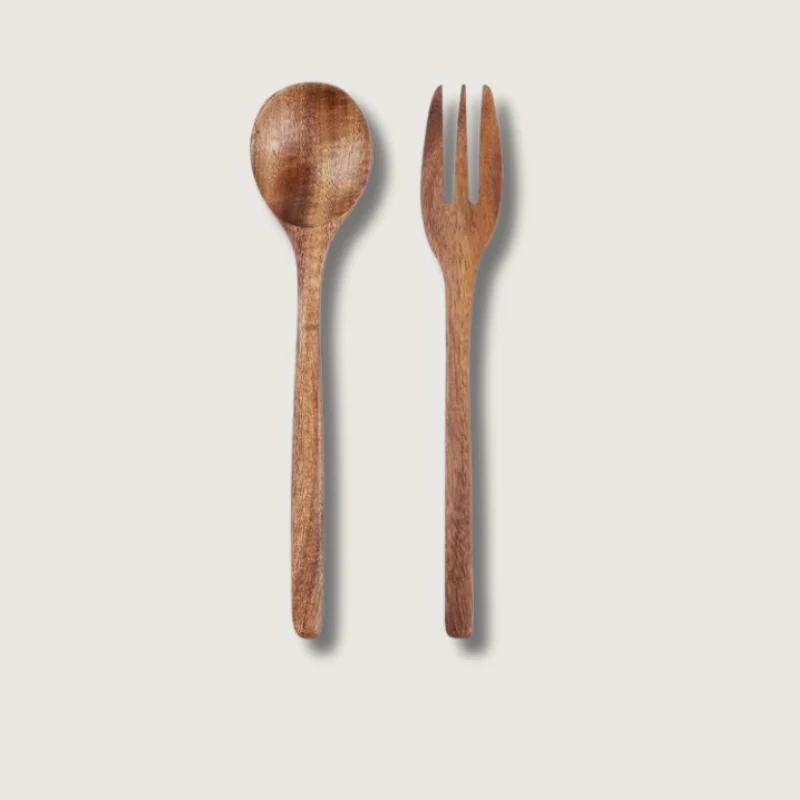Cuillère et Fourchette en Bois Blond | Chic et Écologique pour la Table