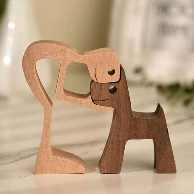 Sculpture décorative en bois - Amoureux des animaux