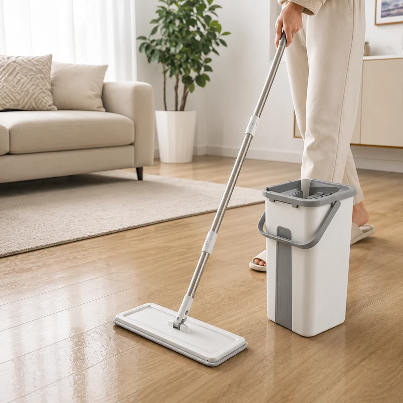 Balai Serpillière avec Seau Essoreur Plastique Pratique Nettoyage