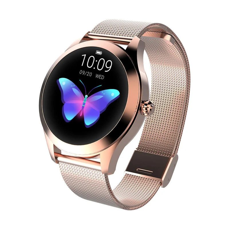 Montre Connectée Femme Écran Tactile Rond Bracelet Acier Magnétique