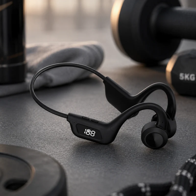 Casque Sans Fil Conduction Osseuse Bluetooth Sport avec Affichage LED