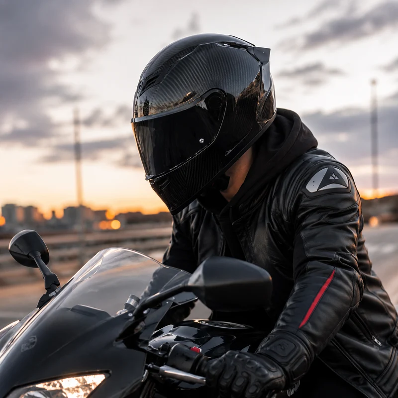 Casque Moto Intégral Homme Fibre Carbone Visière Teintée