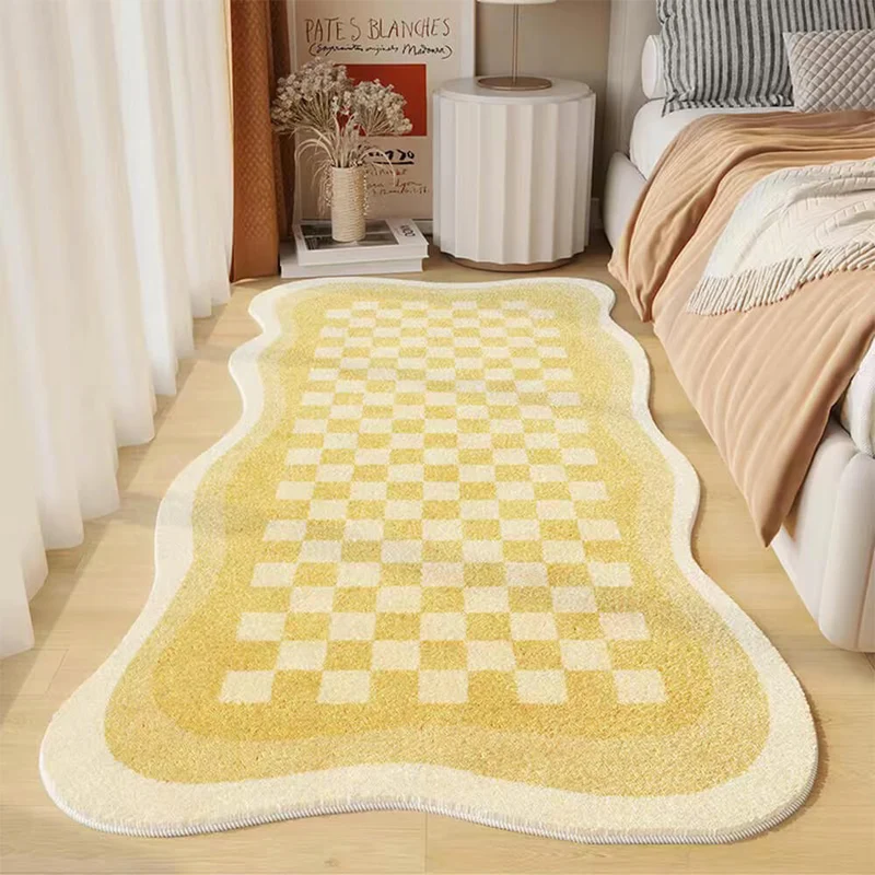 Tapis de Sol Douillet à Carreaux pour Chambre à Coucher
