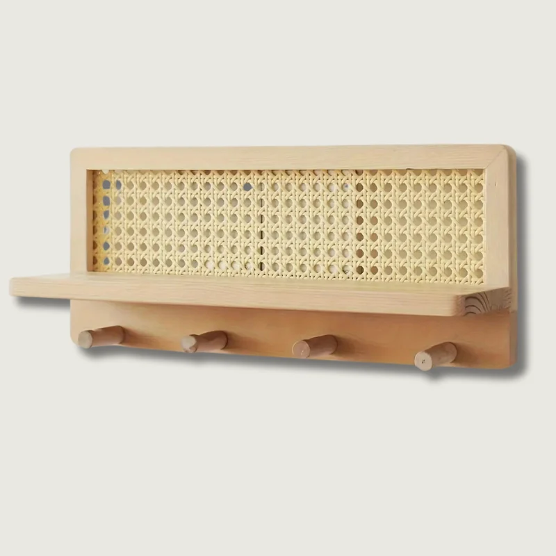 Étagère Bois Design pour Mur avec Crochets