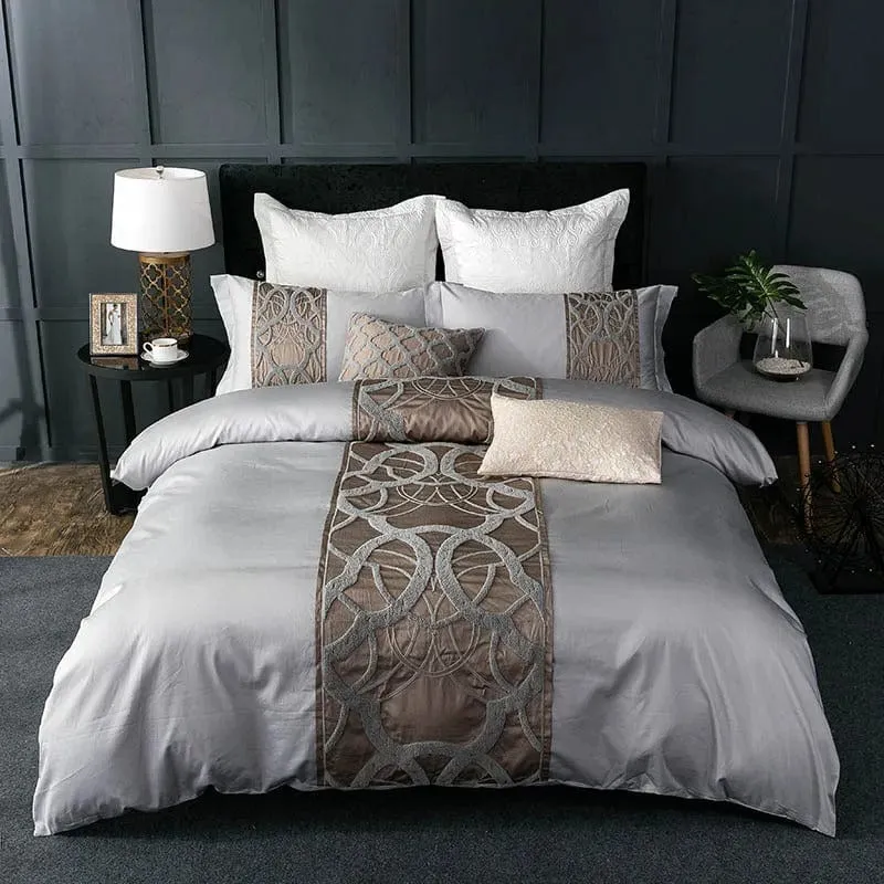Housse de Couette Coton Clair avec Imprimé Filigrane