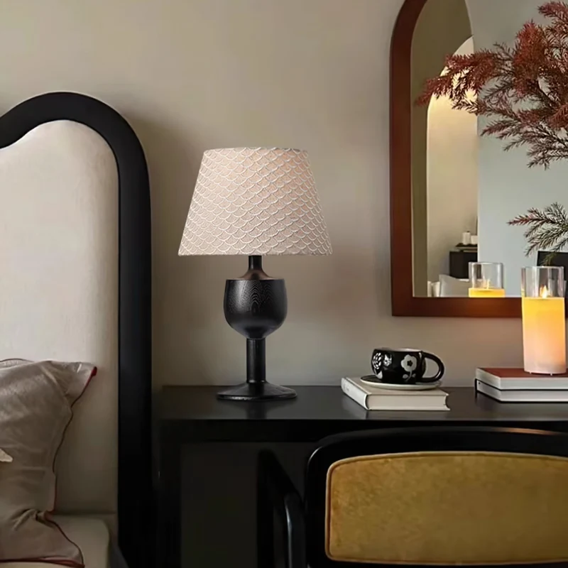 Lampe de Table Bois Massif Élégant