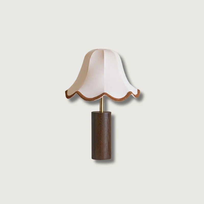 Lampe LED de Bureau Chic | Abat-jour en Coton et Base en Chêne