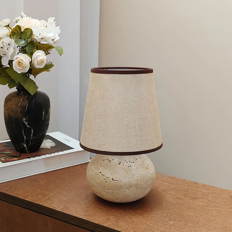 Lampe de Table Travertin Beige Élégant
