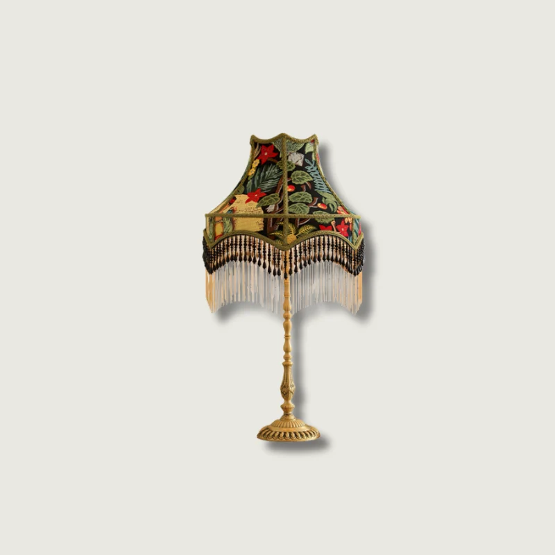 Lampe de Table Décorative en Soie avec Dentelles