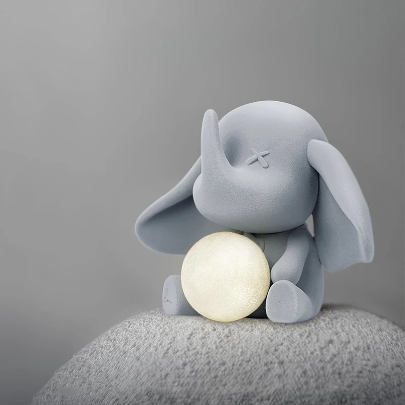 Lampe Éléphant Décorative en Résine Blanche