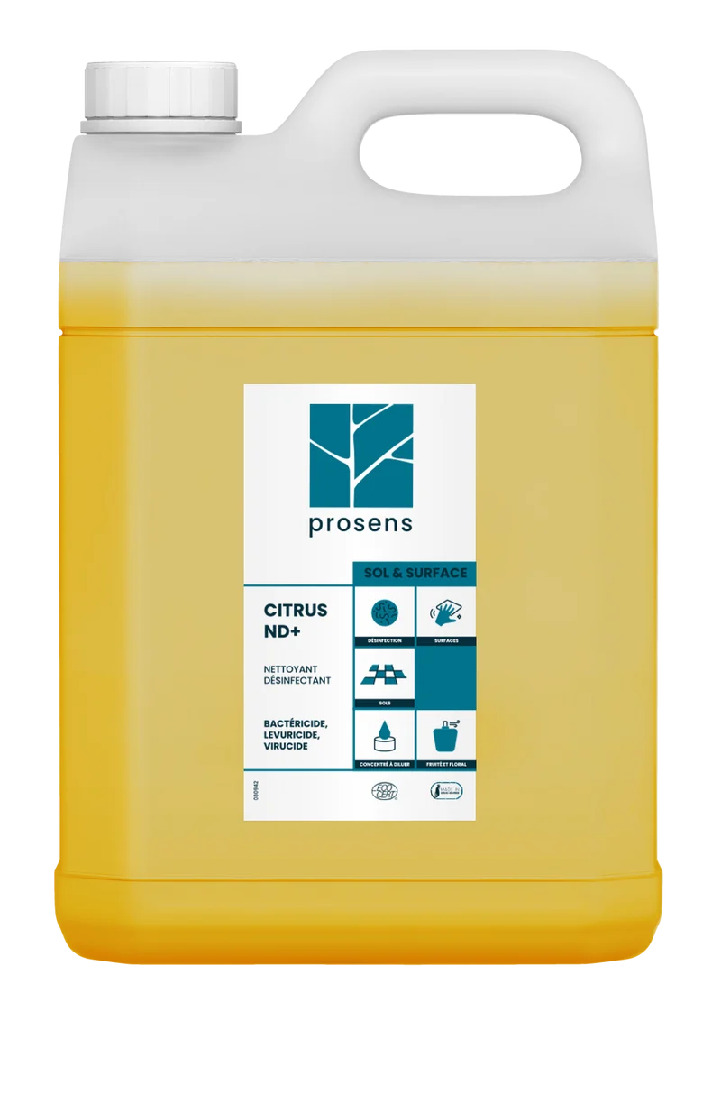 NETTOYANT DESINFECTANT CONCENTRE MULTI SURFACES CITRUS ND+ ECOCERT 5L