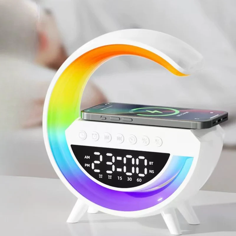 Lampe LED Élégante avec Charge Sans Fil et Horloge