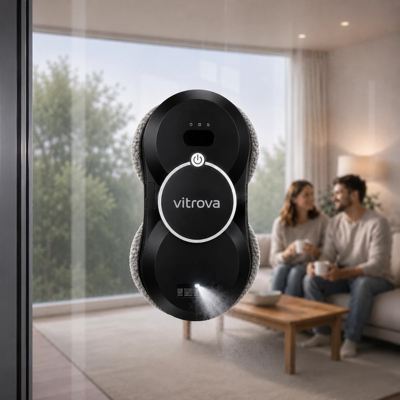 Robot lave-vitres automatique Vitrova nettoyage sans effort avec pulvérisation intégrée