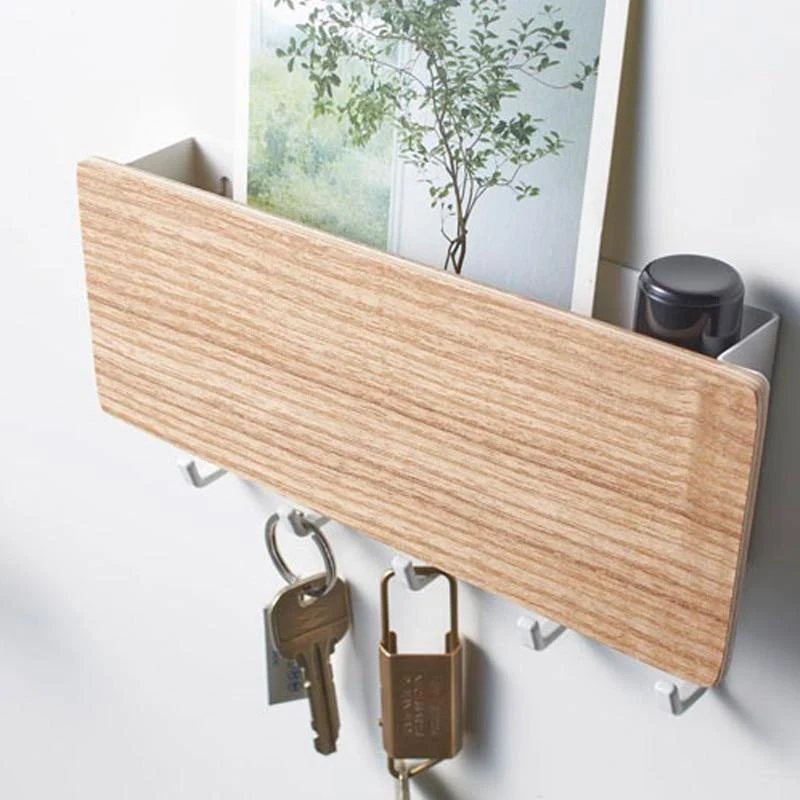 Porte-Clés Décoratif en Bois avec Crochets Vivants