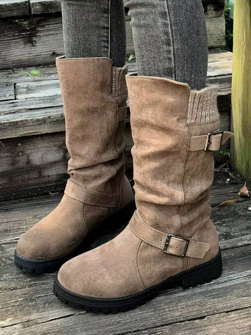 Bottes Hiver Chaude et Élégante avec Boucles