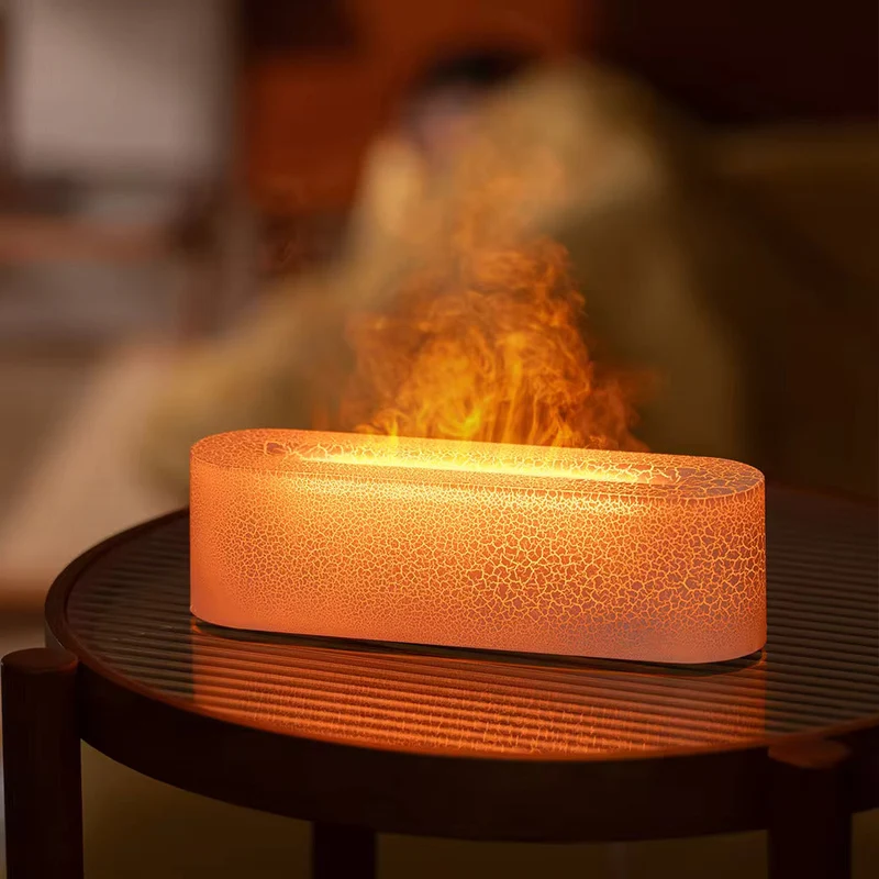 Lampe d'ambiance à effet flamme avec diffuseur d'aromathérapie
