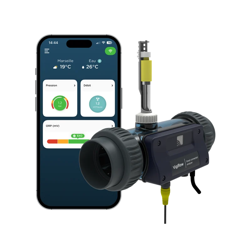 VigiFlow - Analyseur connecté 4 en 1 pour piscine au chlore liquide