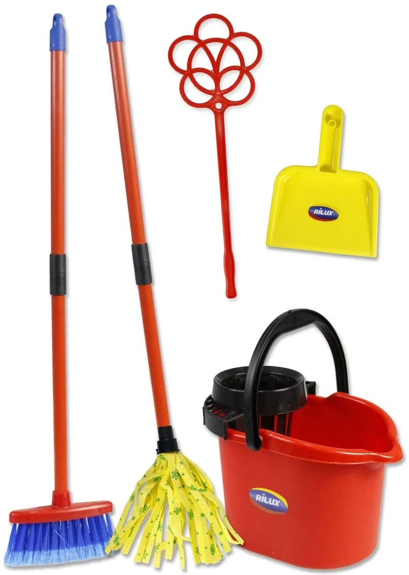 Chariot de nettoyage RILUX enfants 414378 seau, balai et palette