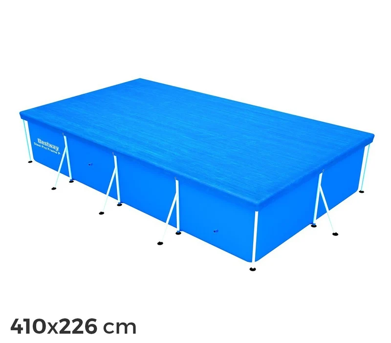 58107 Bâche de protection piscine rectangle 410 x 226 cm Bestway en polyéthylène