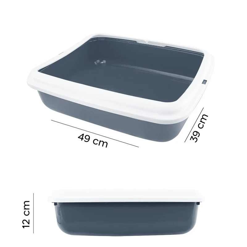 10547 BIG Bac à litière pour chat 49x39x12Hcm bac à litière et bord relevé