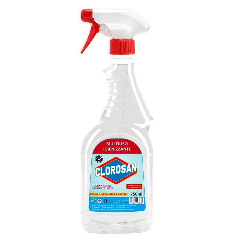 Pack 4 désinfectants multiusage CLOROSAN 750 ml chlorure de benzalkonium