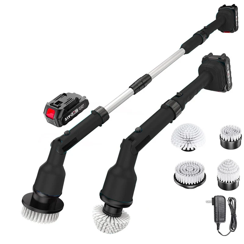 Brosse Rotative Électrique Sans Fil Batterie 26V Nettoyage Carrelage 4 Têtes
