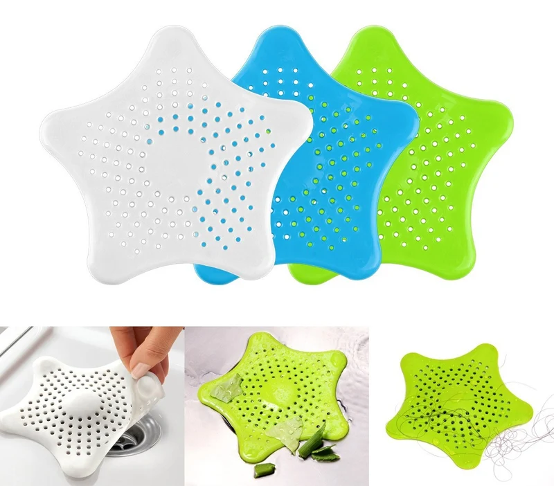 4343 Set de 3 filtres déchets vidange d'évier et douche en forme d'étoile de mer
