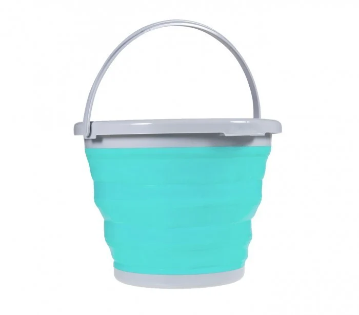 206713 Seau pliable en silicone - 5 Litres plusieurs couleurs (Bleu)