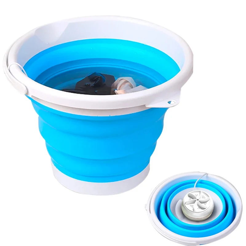 Sèche-linge pliable silicone 10L mini lave-linge portable avec turbine rotative