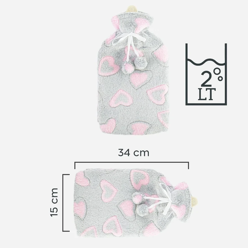 567910 Bouillotte 2L avec doublure en peluche pour la chaleur et la détente