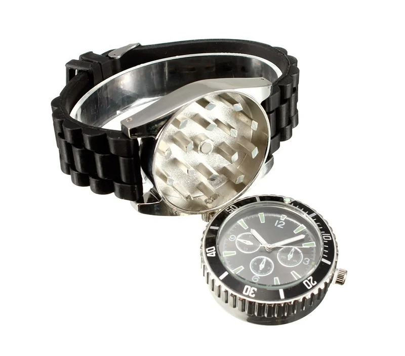 4483 Montre GRINDER avec broyeur à tabac intégré et bracelet en silicone